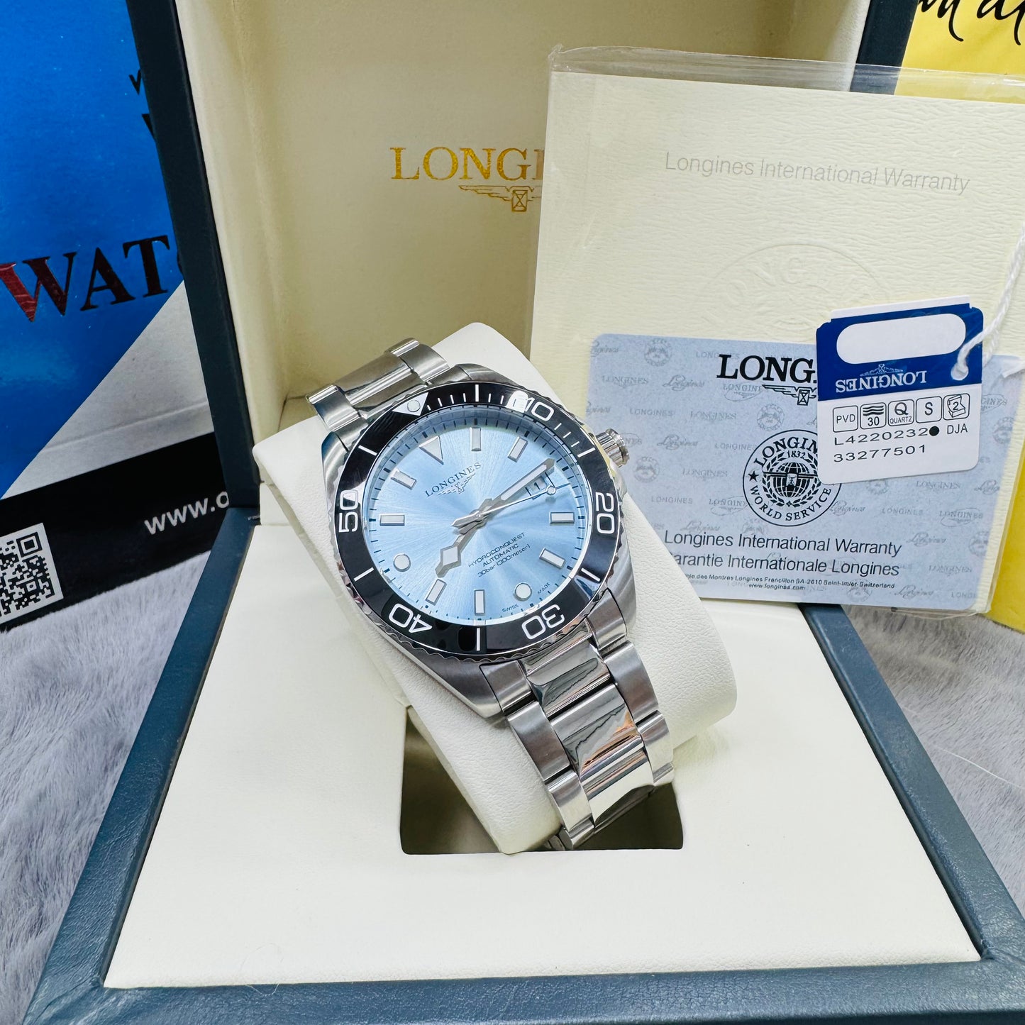Longines HydroConquest Automatic Frosted Blue Dial Stainless Steel Chain Men’s Watch