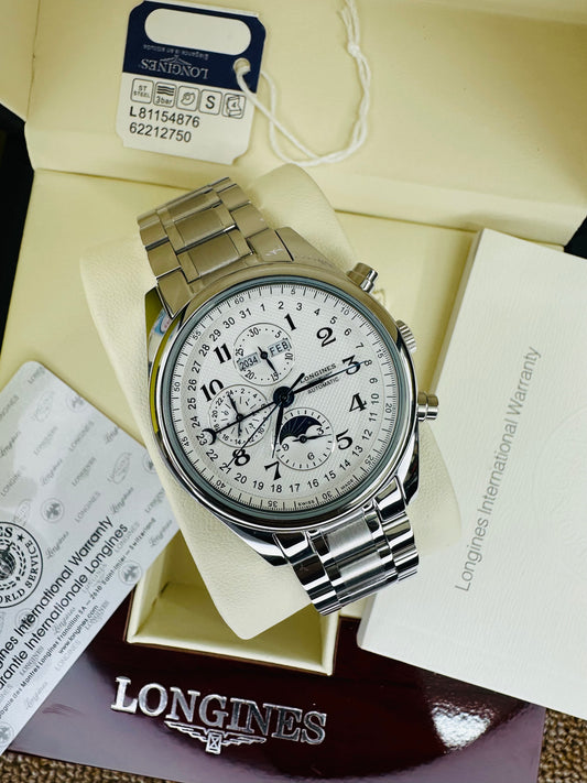 Longines Master Collection Moon Phase Triple Calendar Automatic Stainless Steel Chain Men’s Watch