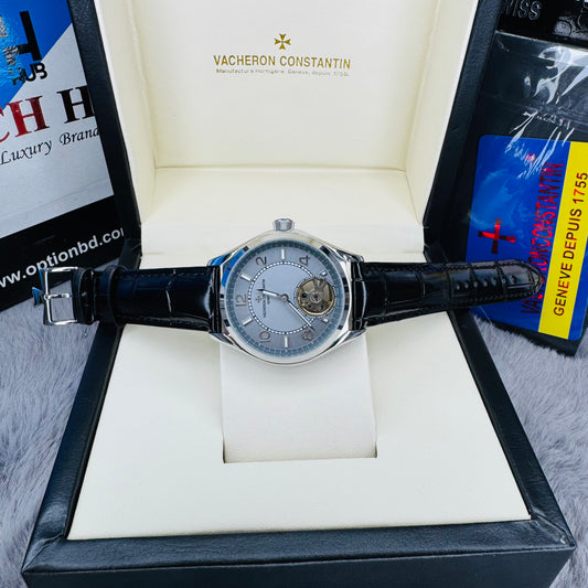 Vacheron Constantin Fiftysix Tourbillon Automatic Stainless Steel Genuine Leather Strap Men’s Watch