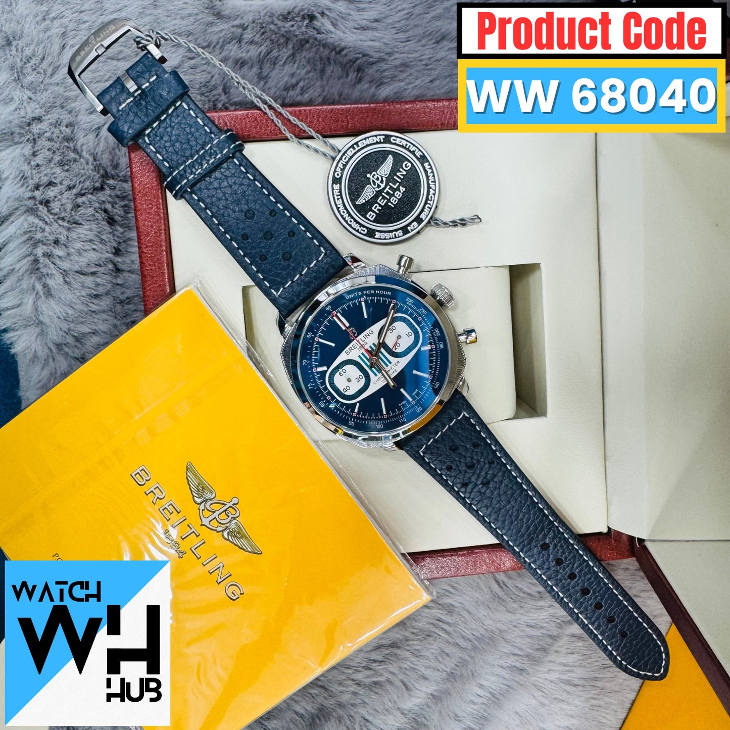 Breitling Top Time B01 Martini Racing Chronograph Quartz Stainless Steel Case Genuine Leather Strap Men's Watch