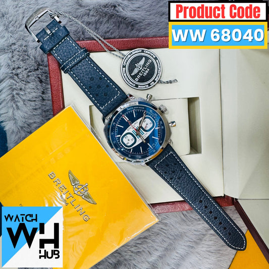 Breitling Top Time B01 Martini Racing Chronograph Quartz Stainless Steel Case Genuine Leather Strap Men's Watch