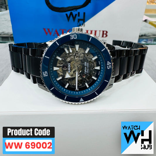 Rado Captain Cook Automatic Skeleton Stainless Steel Black & Blue Euro Grade Men's Watch