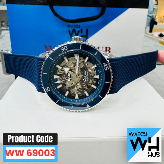 Rado Captain Cook Automatic Skeleton Stainless Steel Silver & Blue Silicone Strap Euro Grade Men's Watch