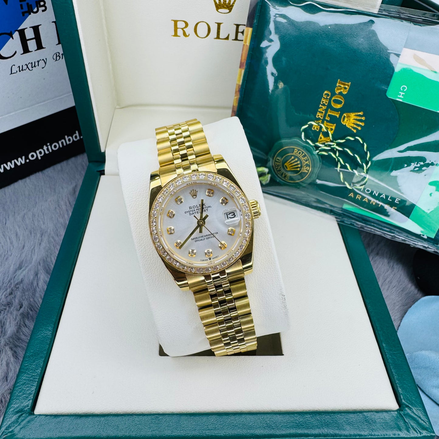 Rolex Lady Date-just Golden Tone Automatic Stainless Steel Chain Lady’s Watch