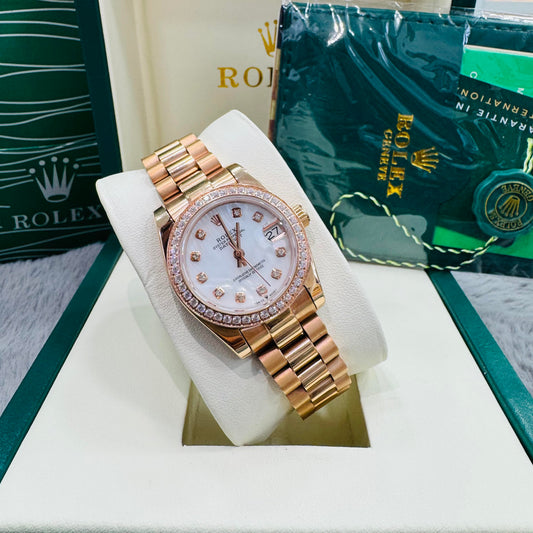 Rolex Datejust Rose Gold Automatic Stainless Steel Chain Lady’s  Watch