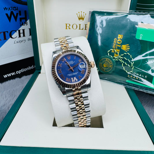 Rolex Datejust Two-Tone Distinctive Aubergine Dial Automatic Stainless Steel Chain Lady’s Watch