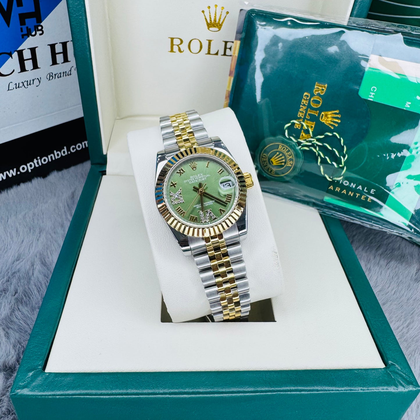 Rolex Lady Date-just Two-Tone Green Dial Automatic Stainless Steel Chain Lady’s Watch