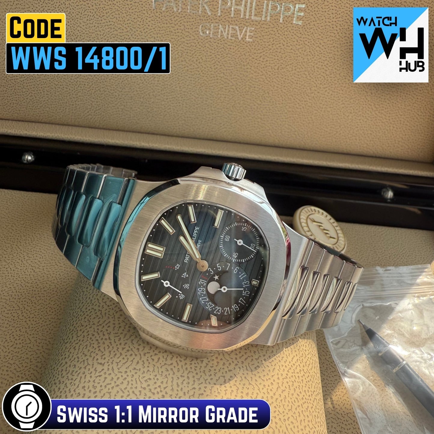 Patek Philippe Nautilus 5712/1A-001 Moonphase Stainless Steel Black-Blue Dial 40mm Swiss 1:1 Mirror Grade Men’s Watch