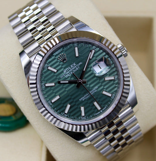 Rolex Datejust 126334 Mint Green-Motif Dial Jubilee Bracelet 41mm Men’s Watch