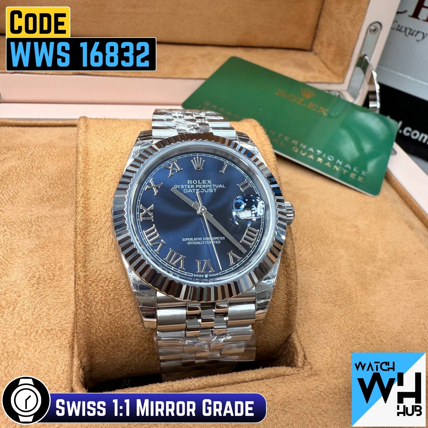 Rolex Datejust 41mm 126334 Fluted Bezel Blue Roman Dial Jubilee Bracelet Swiss 1:1 Mirror Grade Men’s Watch