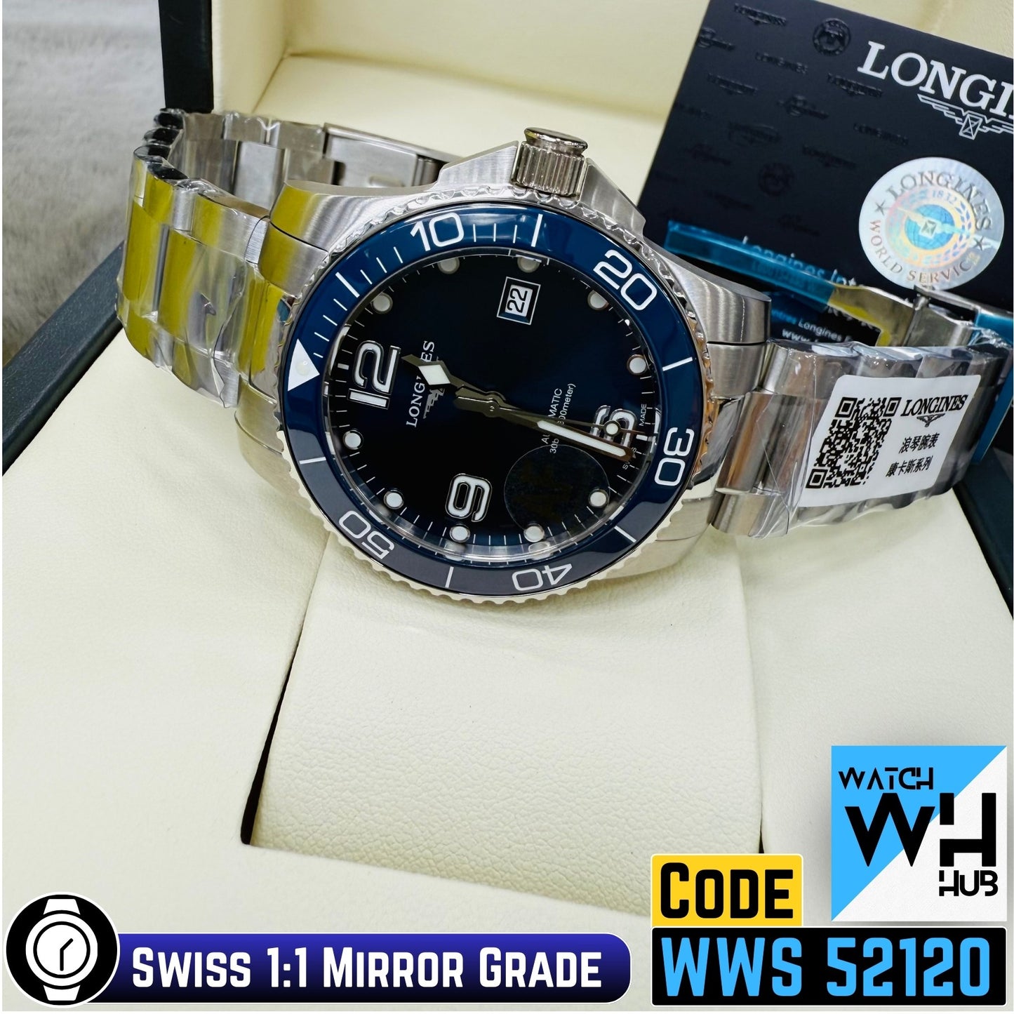 Longines HYDROCONQUEST L37814966 Automatic Stainless Steel Ceramics Bezel Swiss 1:1 Grade Men's Watch