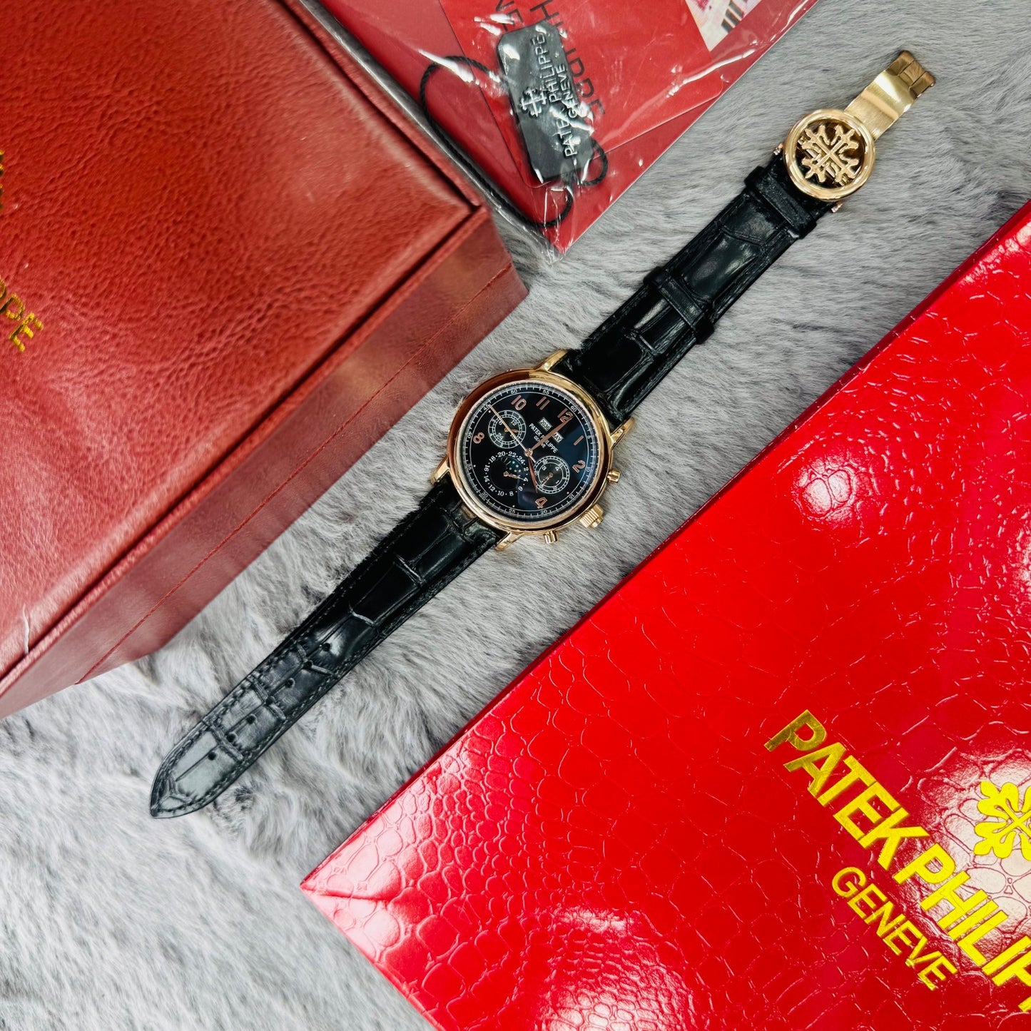 Patek Philippe 5205R Annual Calendar Complication Semi Swiss Grade Stainless Steel Case Genuine Leather Strap Men's Watch (Copy)