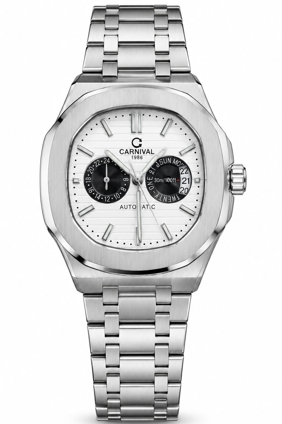 Carnival 8158G Automatic White Dial Stainless Steel Chain Men’s Watch