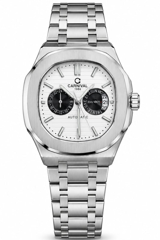 Carnival 8158G Automatic White Dial Stainless Steel Chain Men’s Watch
