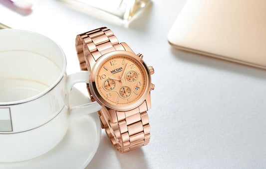 Megir MS2057LRE-0N0 Chronograph Quartz Rosegold Stainless Steel chain Women’s watch