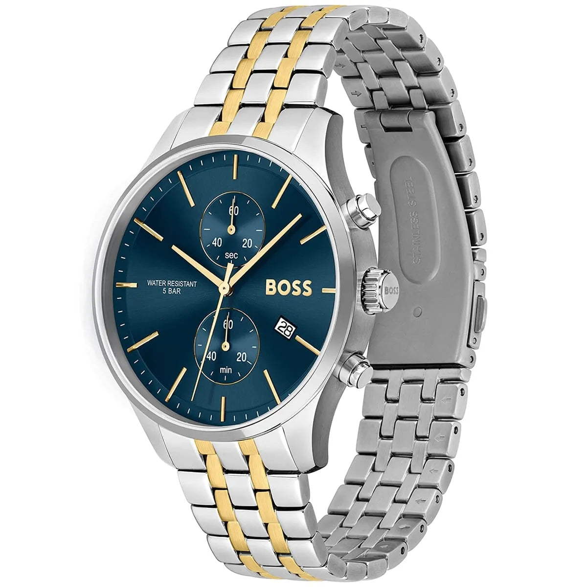 Hugo Boss HB1513976 Chronograph Quartz Navy Blue Dial Stainless Steel Chain Men’s Watch