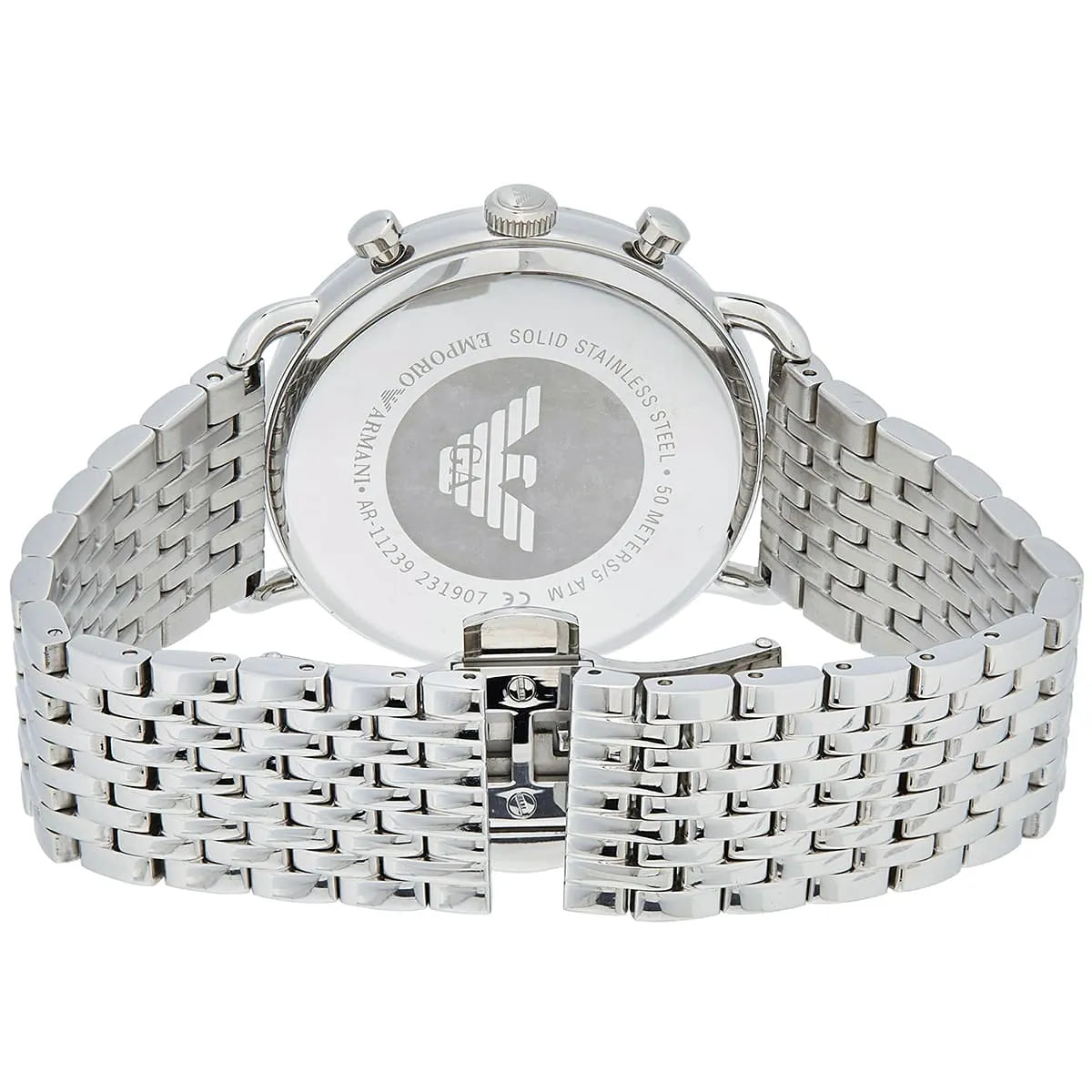 Emporio Armani Aviator AR11239 Chronograph Quartz Beige Dial Stainless Steel Chain Men’s Watch