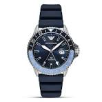 Emporio Armani AR11592 Sea Explorer GMT Dual-Time Quartz Blue Dial Silicone Men’s Watch