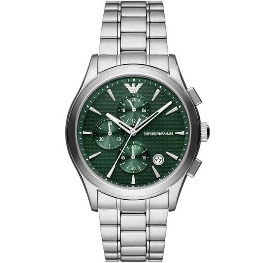 Emporio Armani Paolo AR11529 Chronograph Quartz Green Dial Stainless Steel Chain Men’s Watch