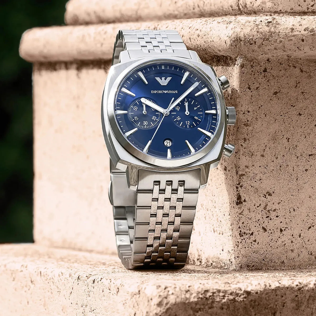 Emporio Armani Carlo AR11688 Chronograph Quartz Blue Dial Stainless Steel Chain Men’s Watch