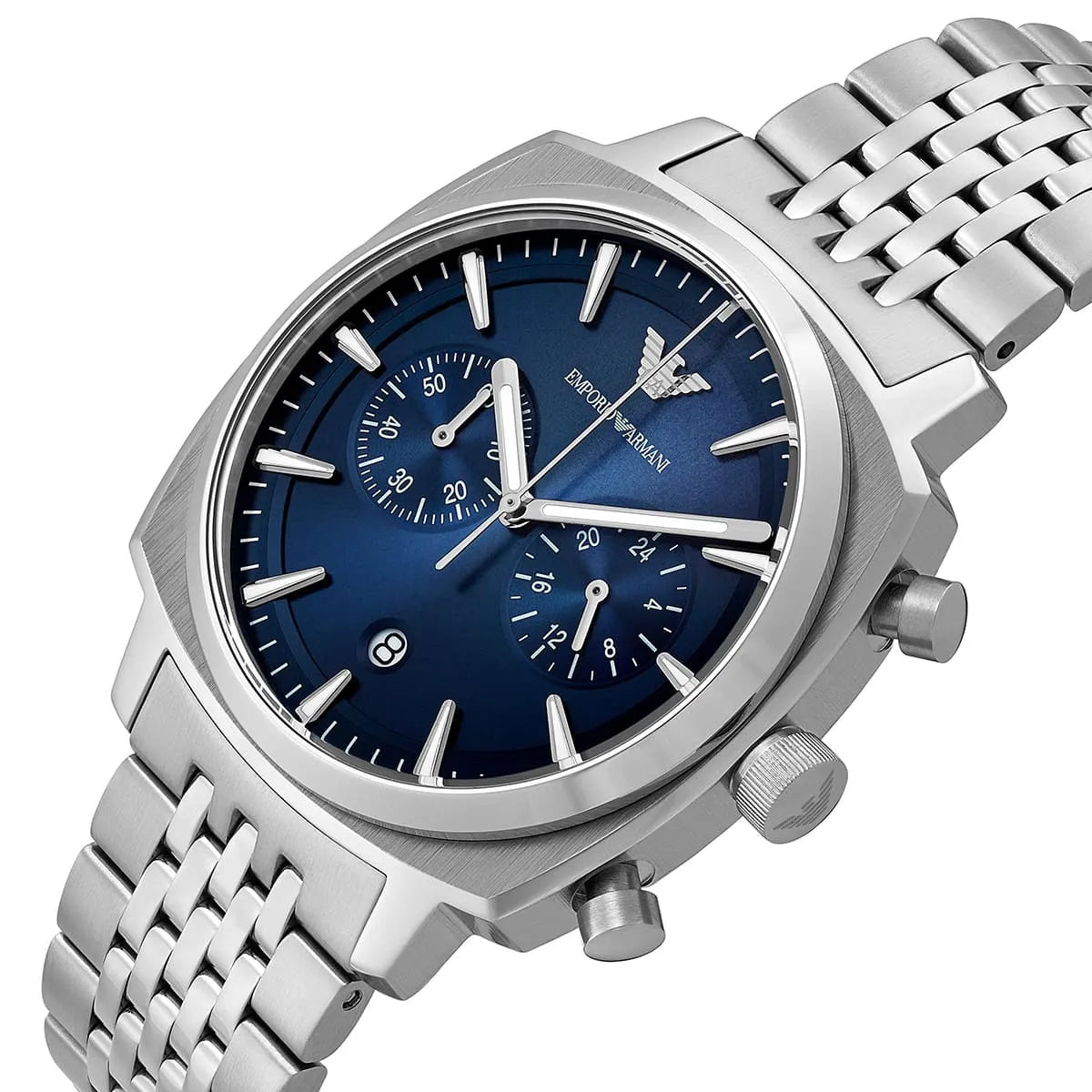 Emporio Armani Carlo AR11688 Chronograph Quartz Blue Dial Stainless Steel Chain Men’s Watch