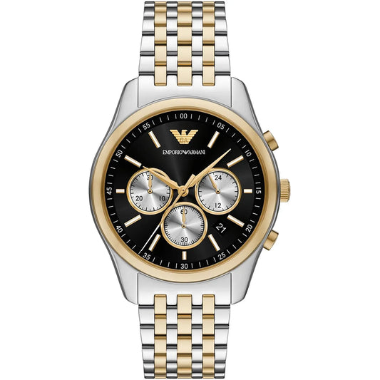 Emporio Armani Antonio AR11713 Chronograph Quartz Two-Tone Black Dial Stainless Steel Chain Men’s Watch