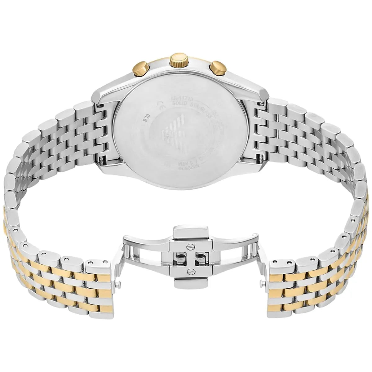 Emporio Armani Antonio AR11713 Chronograph Quartz Two-Tone Black Dial Stainless Steel Chain Men’s Watch