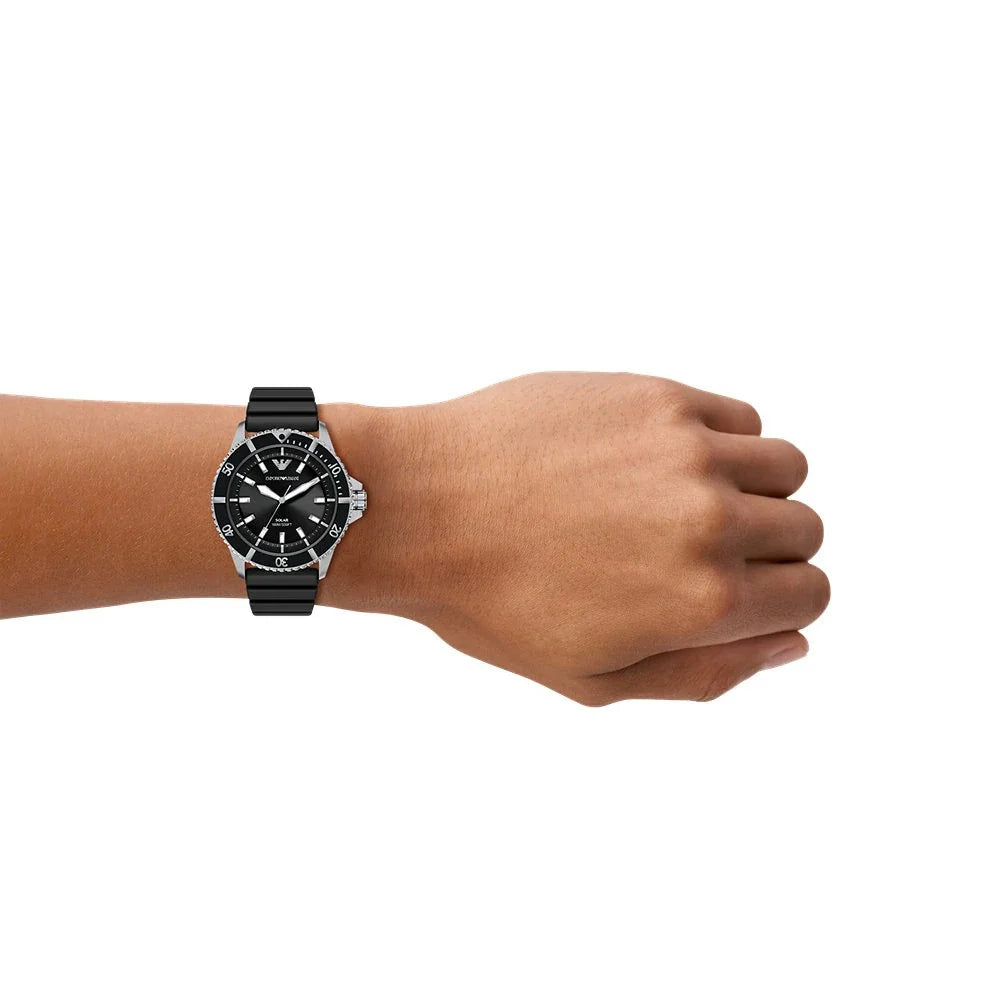 Emporio Armani World Explorer AR11788 Quartz "Solar-Powered" Stainless Steel Silicon Strap Men’s Watch