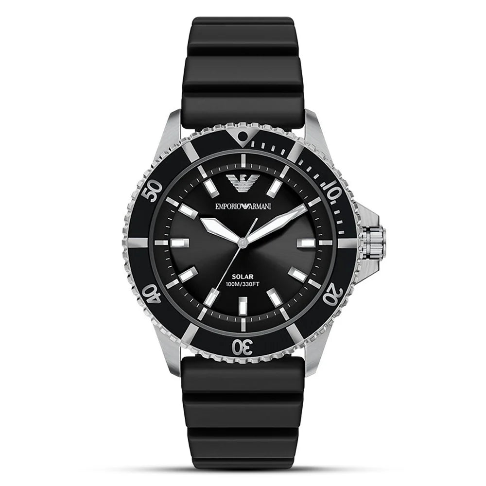 Emporio Armani World Explorer AR11788 Quartz "Solar-Powered" Stainless Steel Silicon Strap Men’s Watch