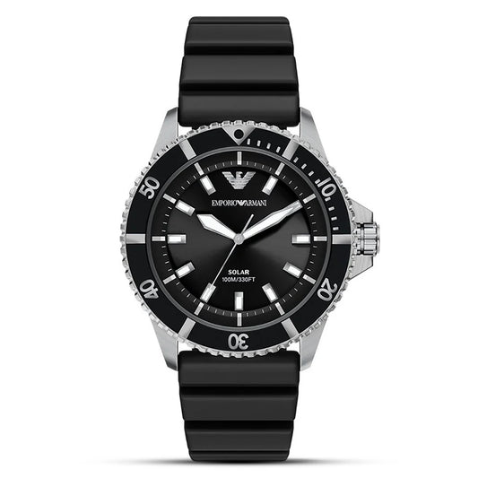 Emporio Armani World Explorer AR11788 Quartz "Solar-Powered" Stainless Steel Silicon Strap Men’s Watch