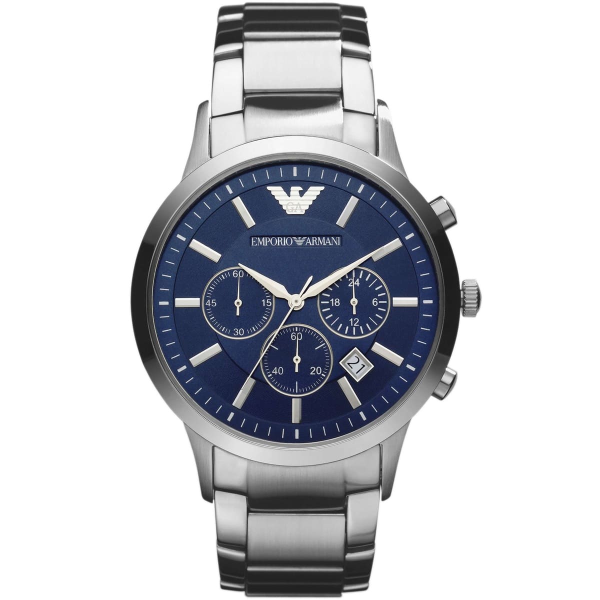 Emporio Armani Renato AR2448 Chronograph Quartz Blue Dial Stainless Steel Chain Men’s Watch