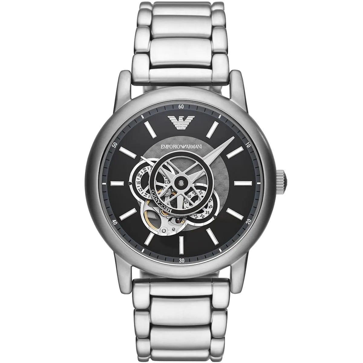 Emporio Armani AR60021 Automatic Silver-Tone Black Dial Stainless Steel Chain Men’s Watch