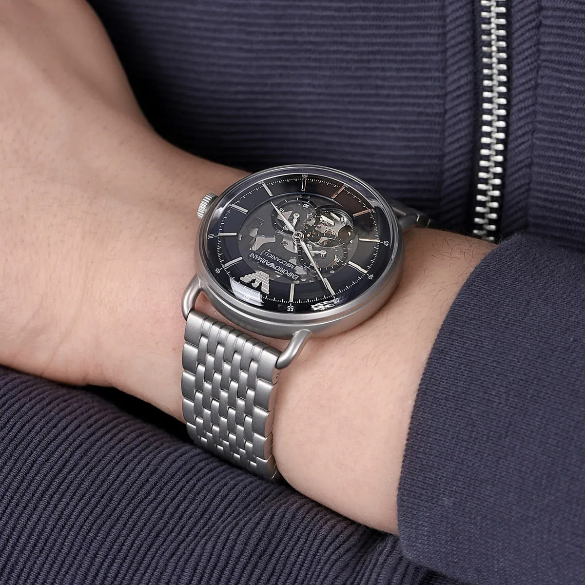 Emporio Armani Aviator AR60024 Automatic Blue Dial Stainless Steel Chain Men’s Watch