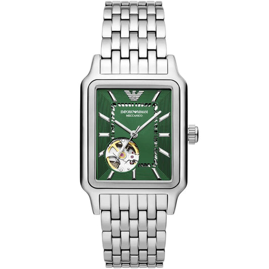 Emporio Armani Meccanico AR60067 "Open Heart" Automatic Green Dial Stainless Steel Chain Men’s Watch