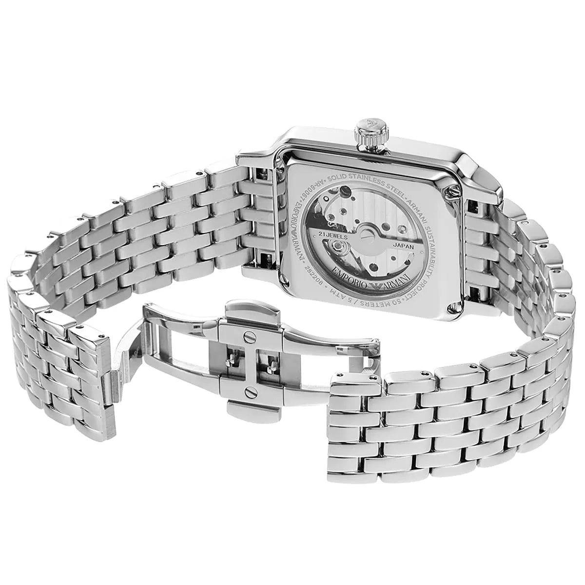 Emporio Armani Meccanico AR60067 "Open Heart" Automatic Green Dial Stainless Steel Chain Men’s Watch