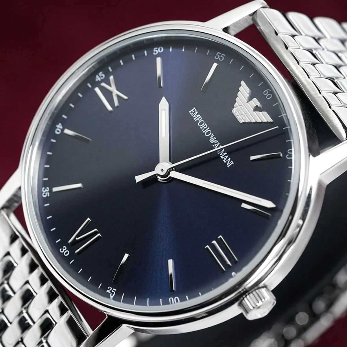 Emporio Armani Kappa AR80010 Quartz Blue Dial Stainless Steel Chain Men’s Watch