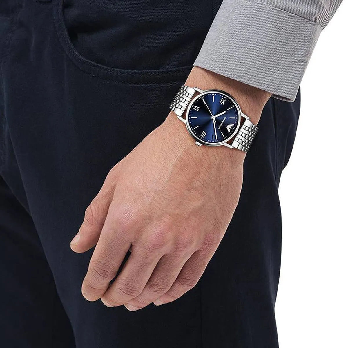 Emporio Armani Kappa AR80010 Quartz Blue Dial Stainless Steel Chain Men’s Watch