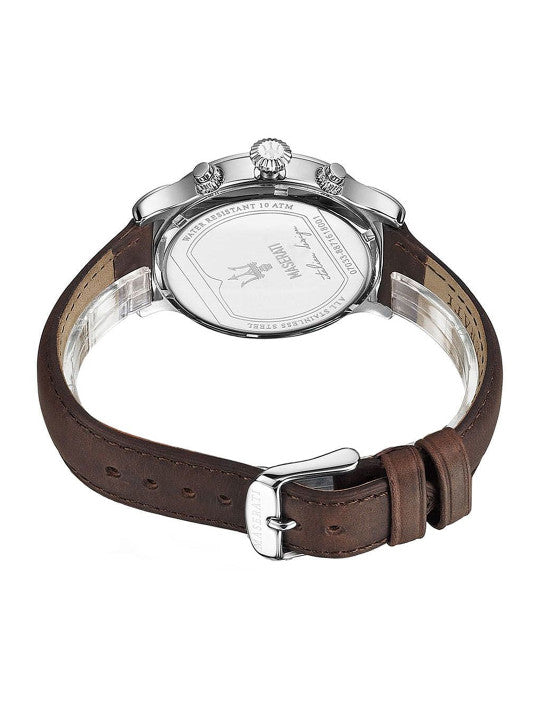 Maserati Epoca R8871618001 Chronograph Quartz Blue Dial Stainless Steel Genuine Leather Strap Men’s Watch