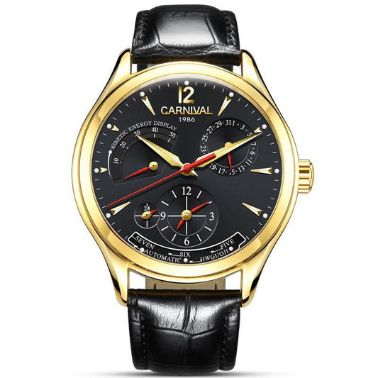Carnival 8762g Kinetic Power Display Automatic Stainless Steel Dial & Genuine Leather Strap Men’s Watch