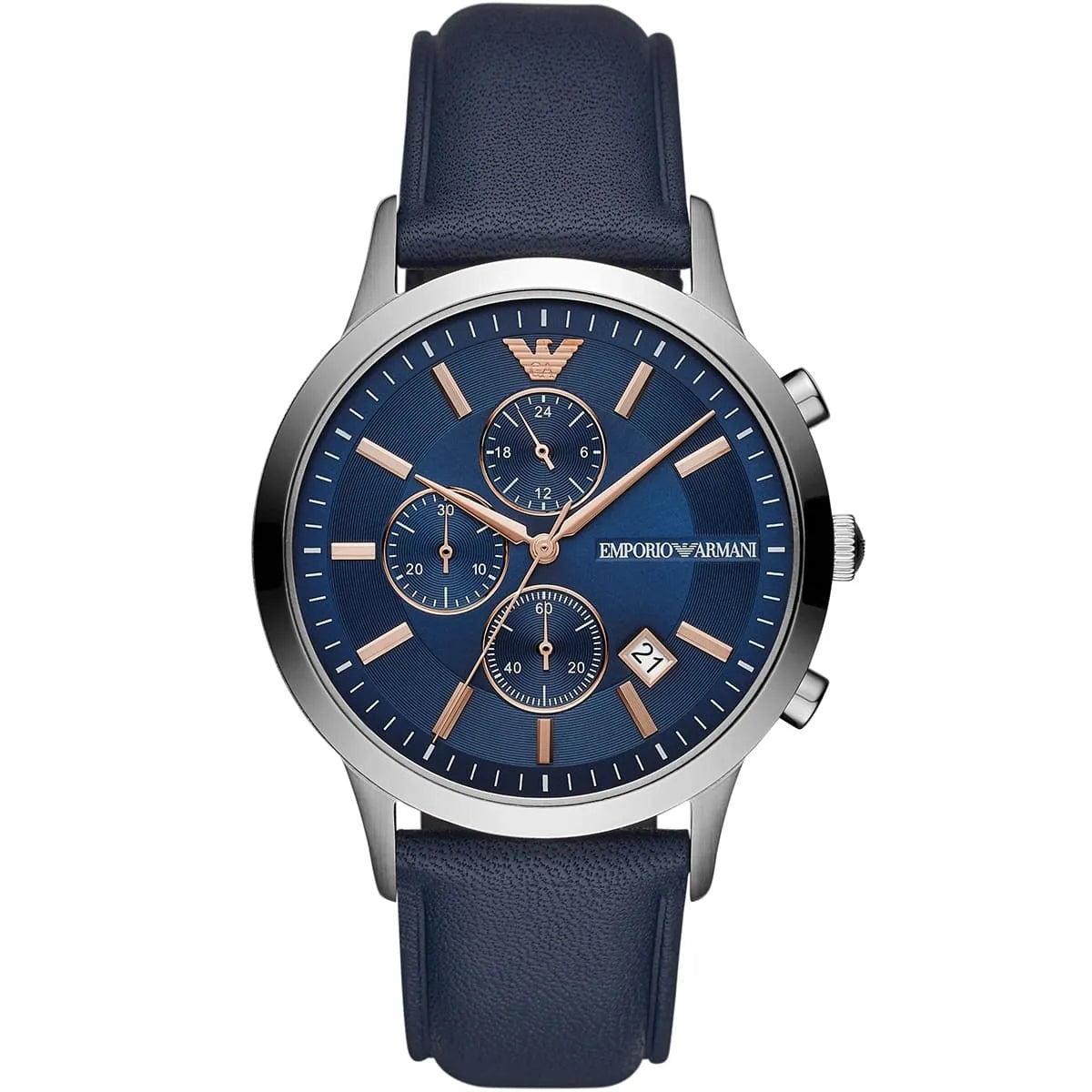 Emporio Armani Sleek Renato AR11216 Chronograph Quartz Genuine Leather Strap Men’s Watch