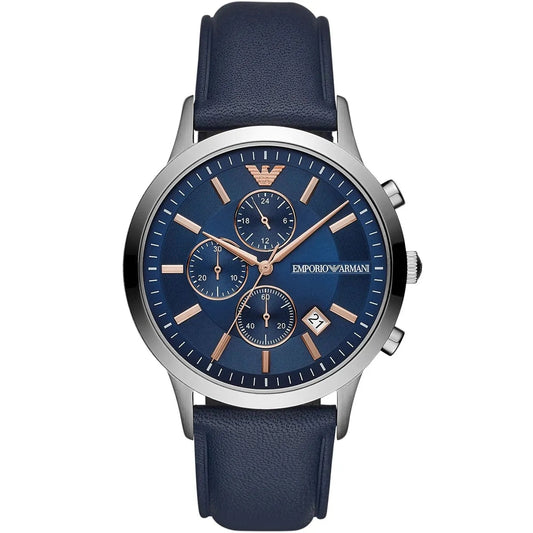 Emporio Armani Sleek Renato AR11216 Chronograph Quartz Genuine Leather Strap Men’s Watch