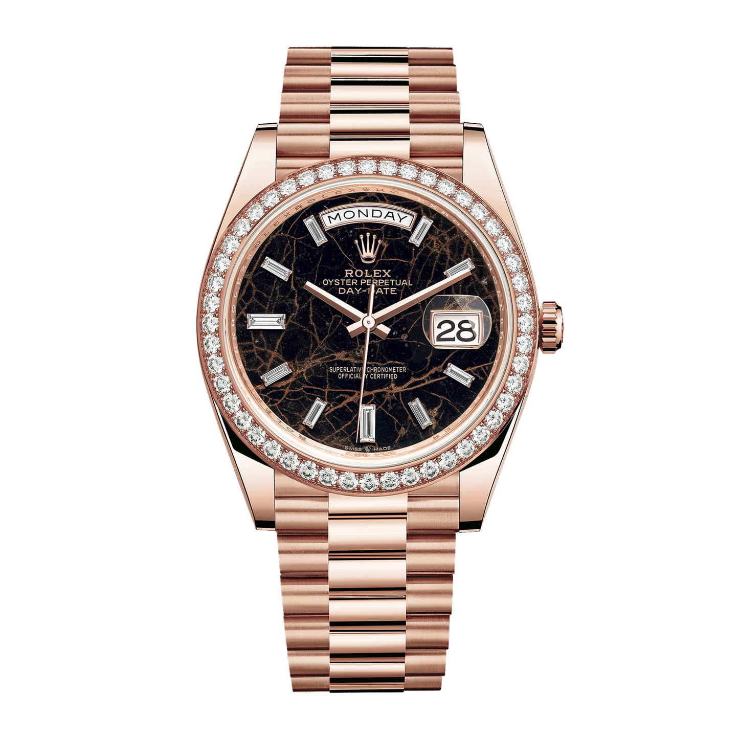 Rolex Day-Date Eisenkiesel Dial Automatic Stainless Steel Rose Gold President Chain Men’s Watch
