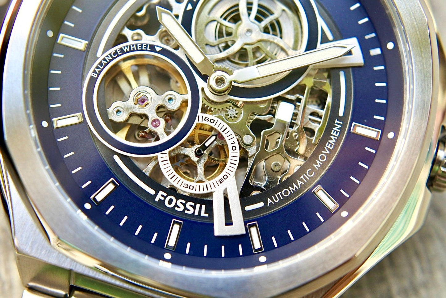 Fossil Evanston BQ2620 Blue Dial Automatic Stainless Steel Chain Men’s Watch