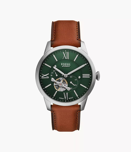 Fossil Townsman ME3265 Green Dial Automatic Genuine Leather Strap Men’s Watch