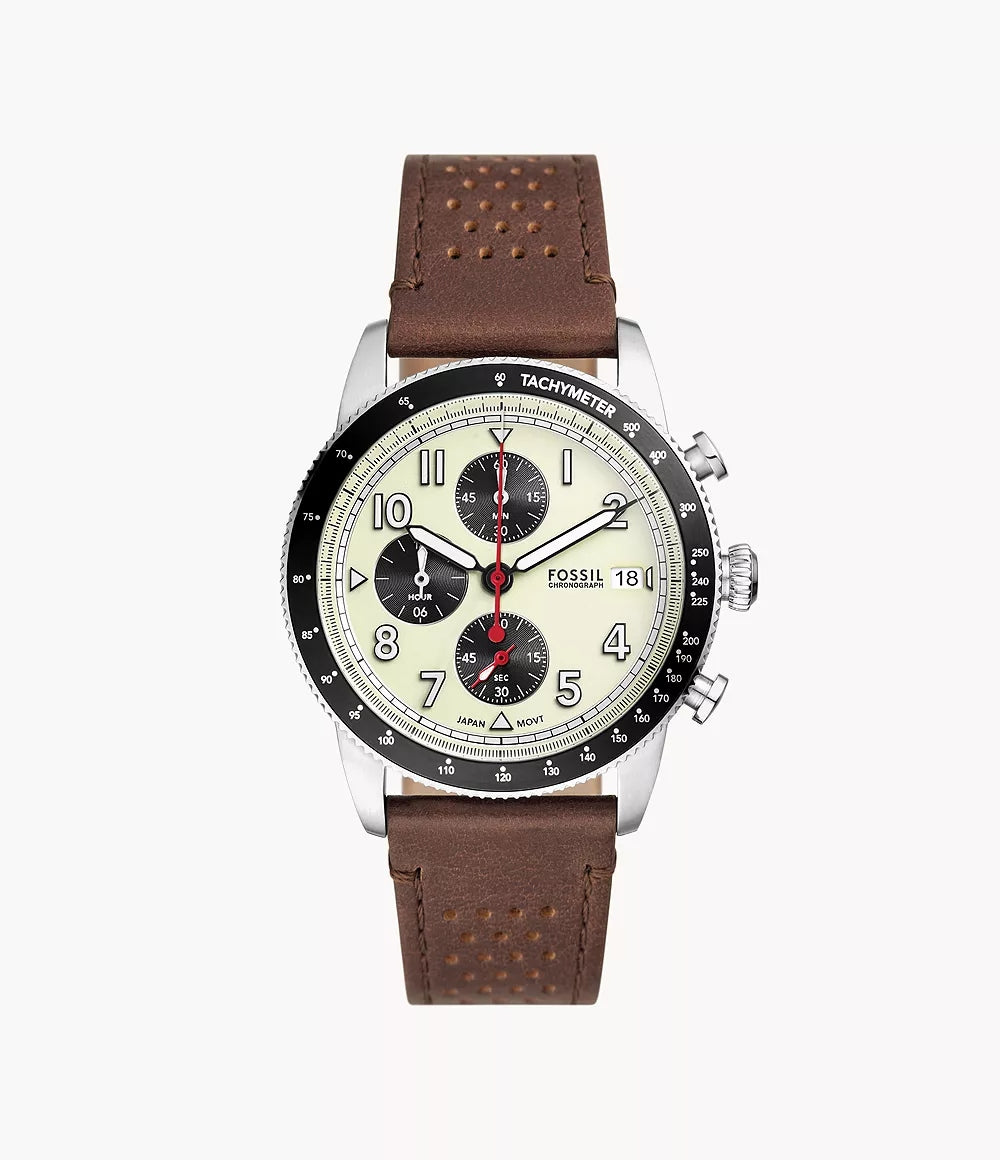 Fossil Sport Tourer FS6042 Chronograph Quartz Genuine Leather Strap Men’s Watch