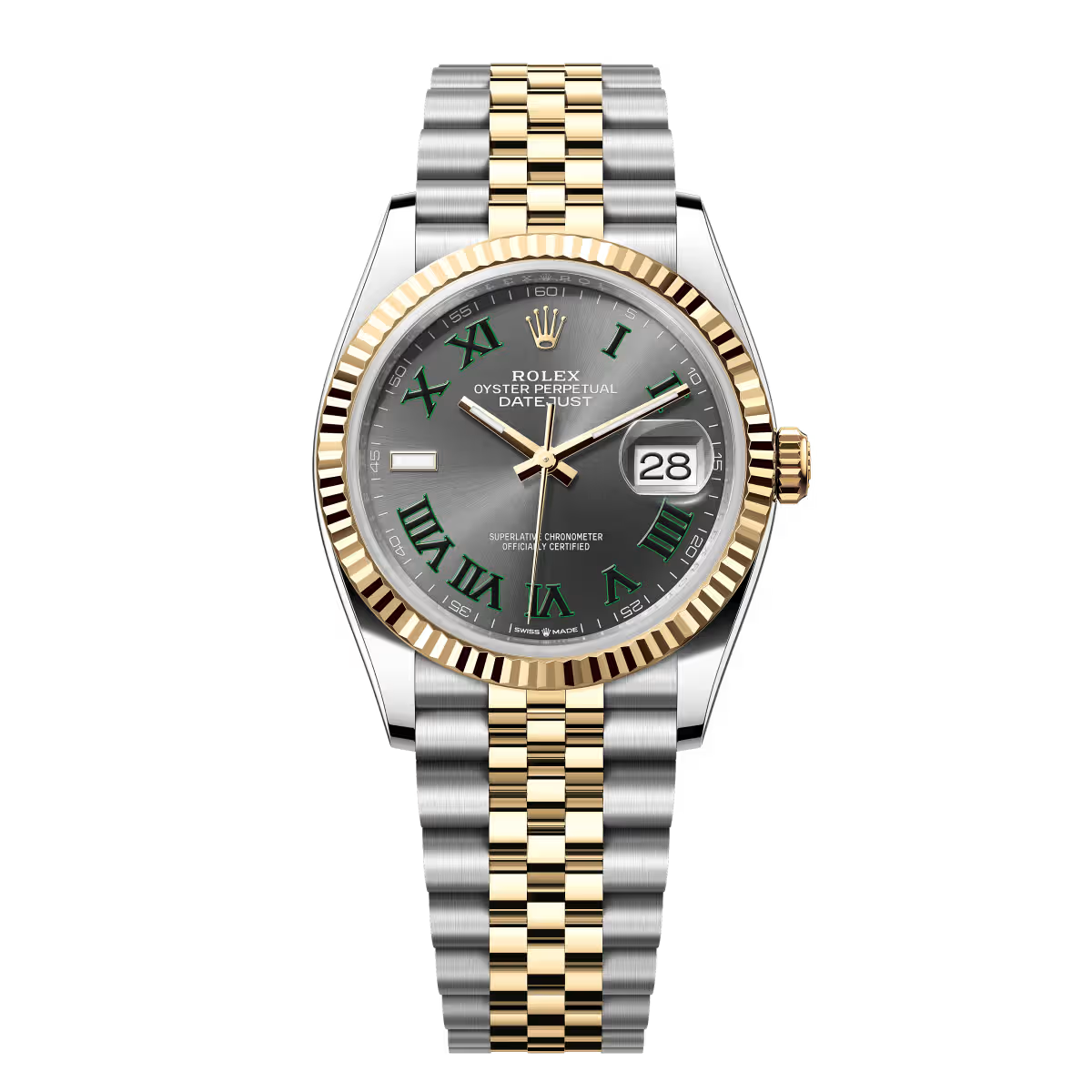 Rolex Datejust 36mm Oyster Two-Tone ( ref. m126233-0035 ) Automatic "Wimbledon Dial" Jubilee Bracelet 1:1 Swiss Grade Unisex/Men's Watch