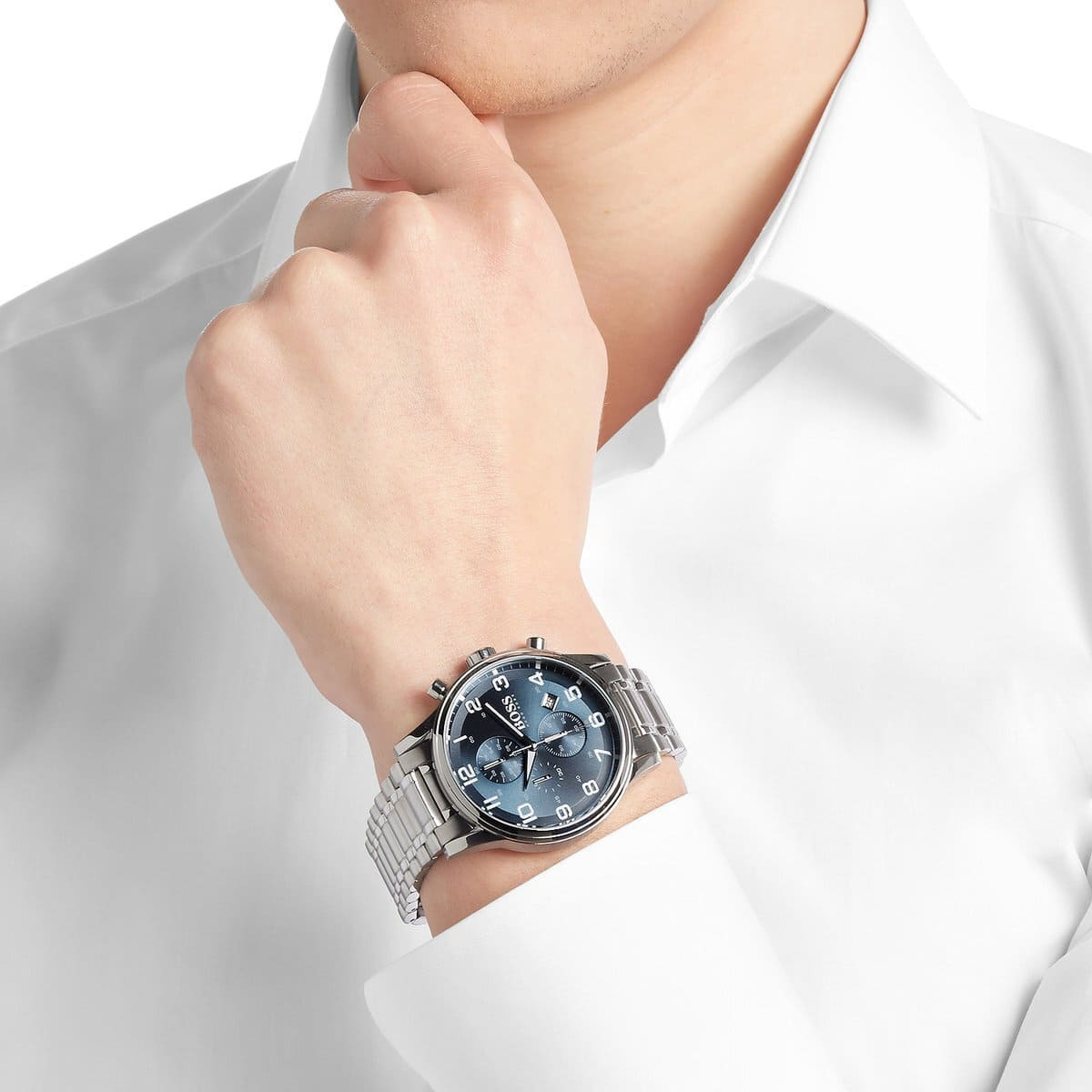 Hugo Boss Aero-liner HB1513183 Chronograph Quartz Blue Dial Stainless Steel Chain Men’s Watch