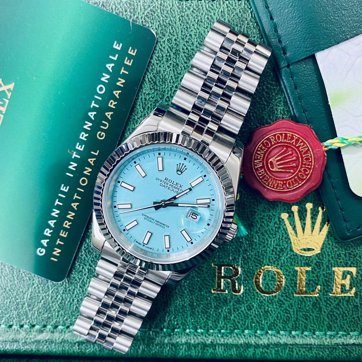 Rolex Datejust Tiffany Blue Dial Oyster Perpetual Automatic Stainless Steel Chain Men’s Watch