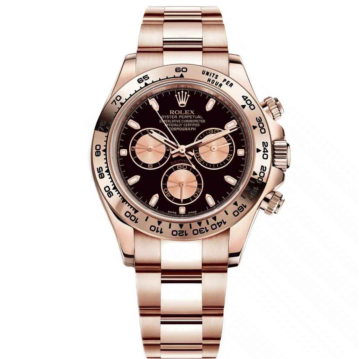 Rolex Daytona Full Rose Gold With Black Dial Oyster Perpetual Automatic Stainless Steel Chain Men’s Watch