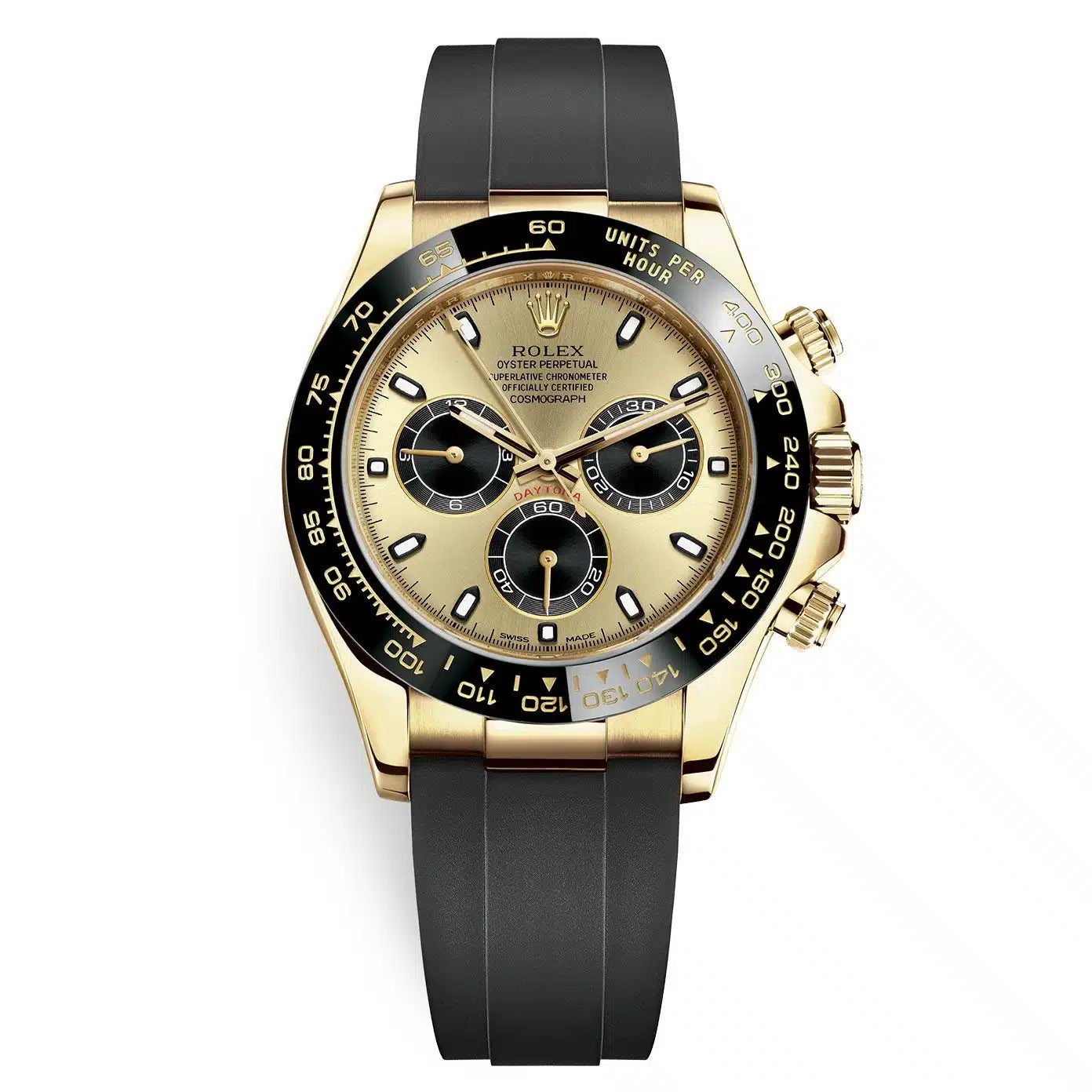 Rolex Daytona Gold Color Case & Dial Automatic Stainless Steel Silicone Strap Men’s Watch
